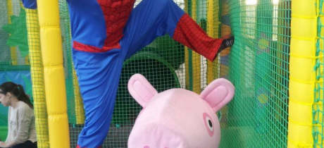 Peppa Pig mascot at Jungle Adventure in Colchester