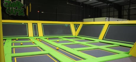 Dodgeball court at Jump Xtreme Trampoline Park Bolton