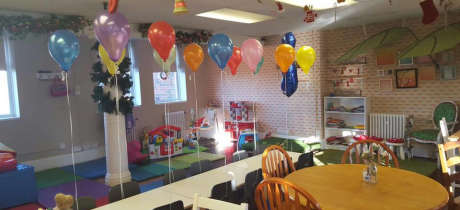 Party table and soft play area at The Little Play Cafe in South Shields