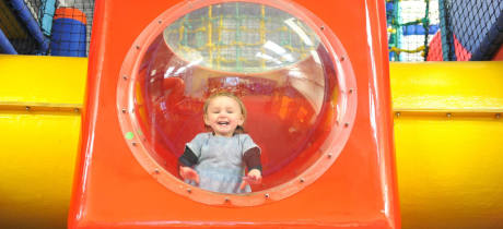 Girl on soft play frame at Rugrats and Half Pints Indoor Play Centre in Banbury