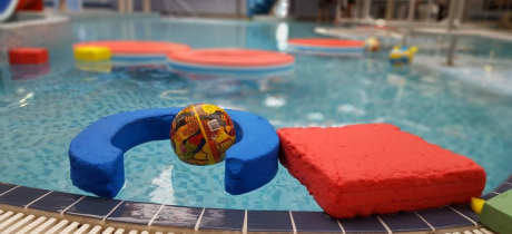 Inflatable pool equipment at Knaresborough Pool in Harrogate