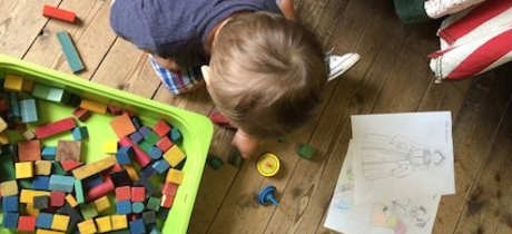 Toddler playing at Bakewell Old House Museum