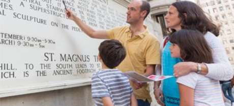Family looking for clues on Symonds Yat Treasure Hunt Trail