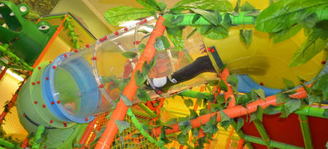 Kid on soft play frame at Jungle Monkeyz in Harrow