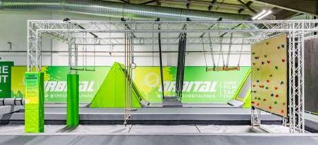Assault course at Orbital Trampoline Park in Luton