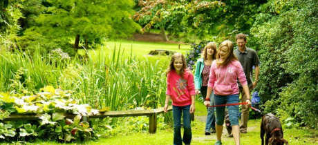 Family with dog at Upton Country Park in Poole