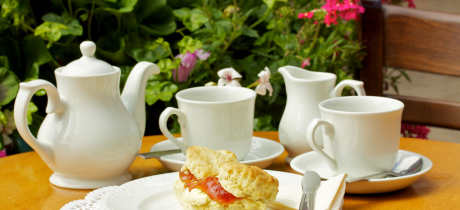 Tea and scone from cafe at Upton Country Park in Poole