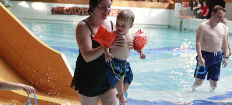 Mum and son at Calypso Cove Waterpark in Barnsley
