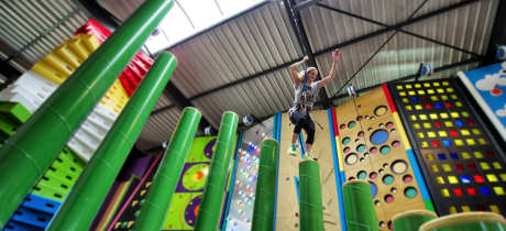 Woman on Leap Of Faith at Clip n Climb Preston