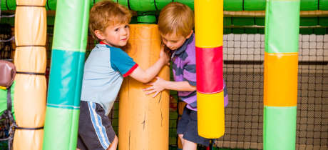 Kids playing on soft play frame at Bowhill House and County Estate in Selkirk