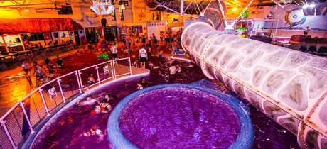Families in swimming pool at Dimensions in Stoke on Trent