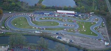 Aerial view of track at Rye House Kart Raceway in Hoddesdon