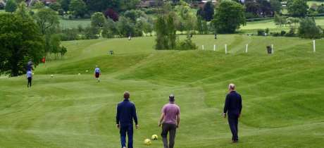 Men at Footgolf at Basset Down Golf Complex in Swindon