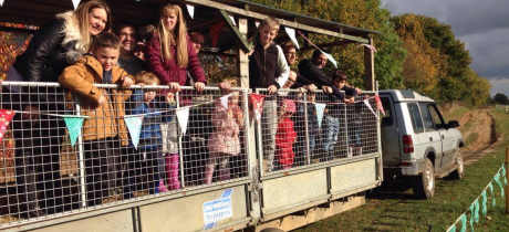 Families on tractor ride at Church Farm in Stevenage