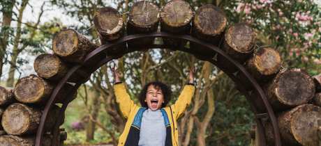 A little boy playing art RHS Harlow Carr in Harrogate