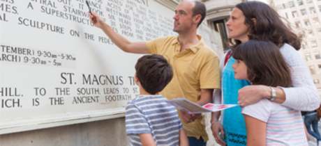 Family finding clues on The Rochester Mystery Trail