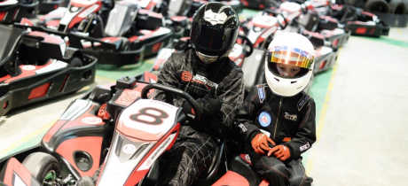 Some of the karts at TeamSport Indoor Karting Manchester Trafford Park