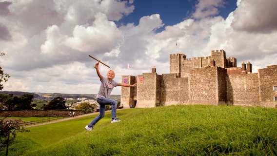 Person playing outside Dover Castle