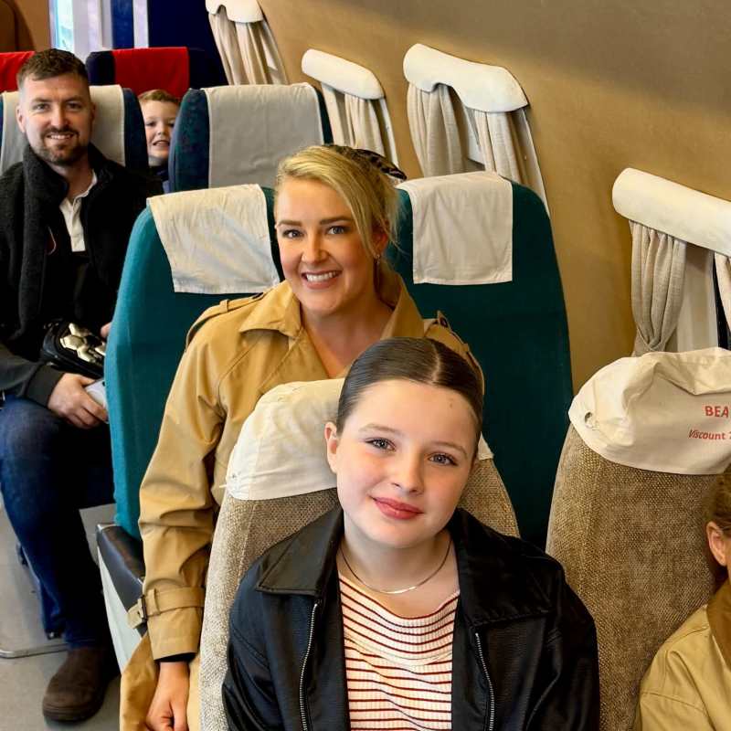 Taking our seats and imagining what air travel was once like!