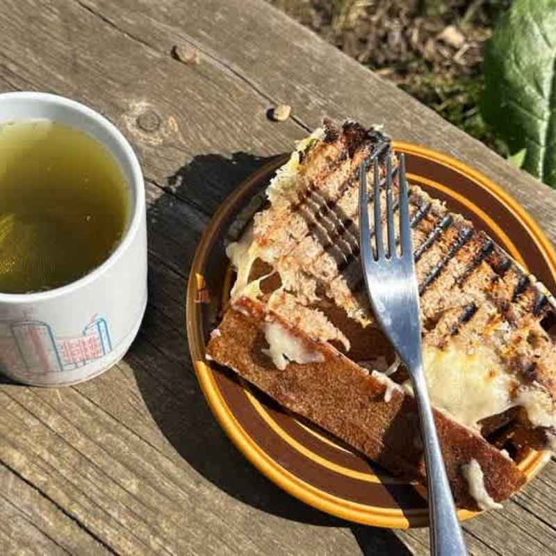 tea and toastie from cafe
