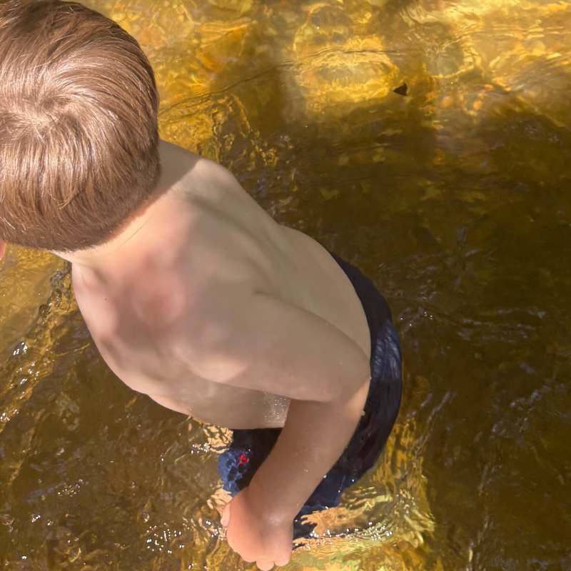 Splashing about in the stream looking for fish was so lovely