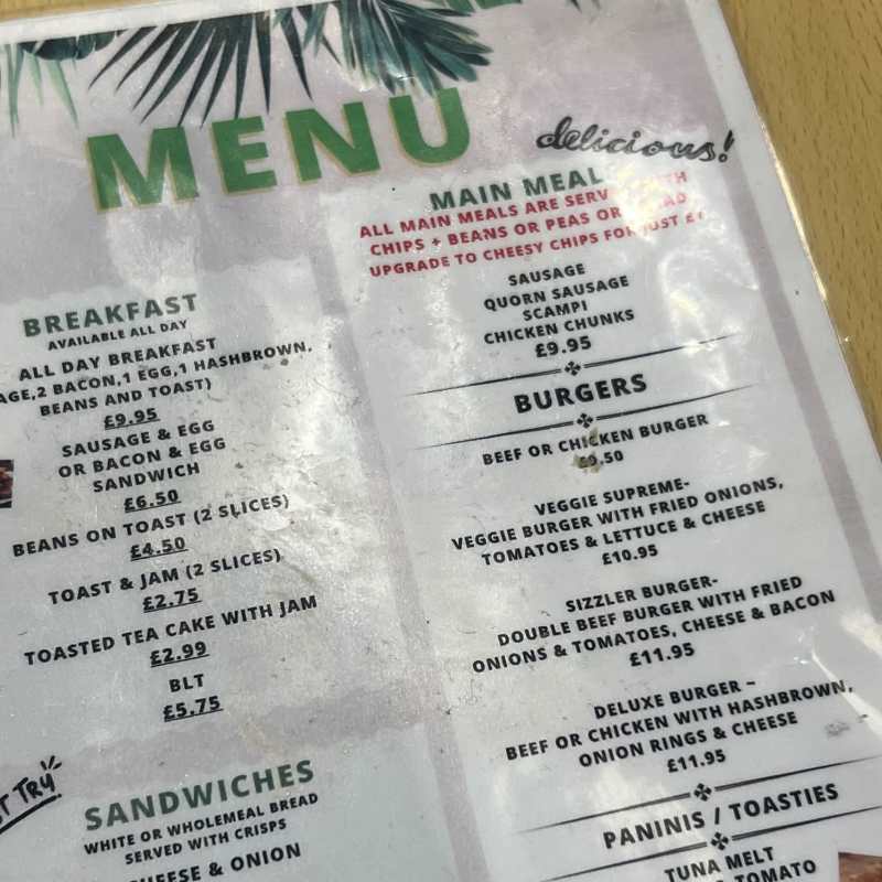 Adults menu