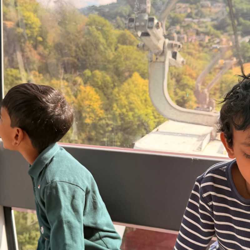 Enjoying the cable car ride and the views