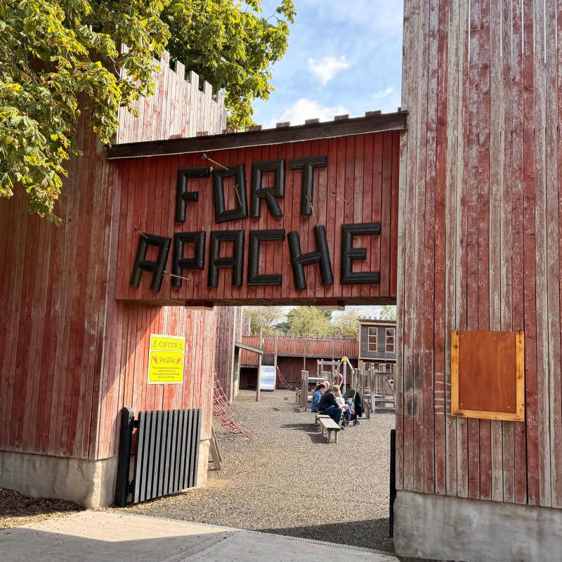 Entrance to Fort Apache - the wooden play area