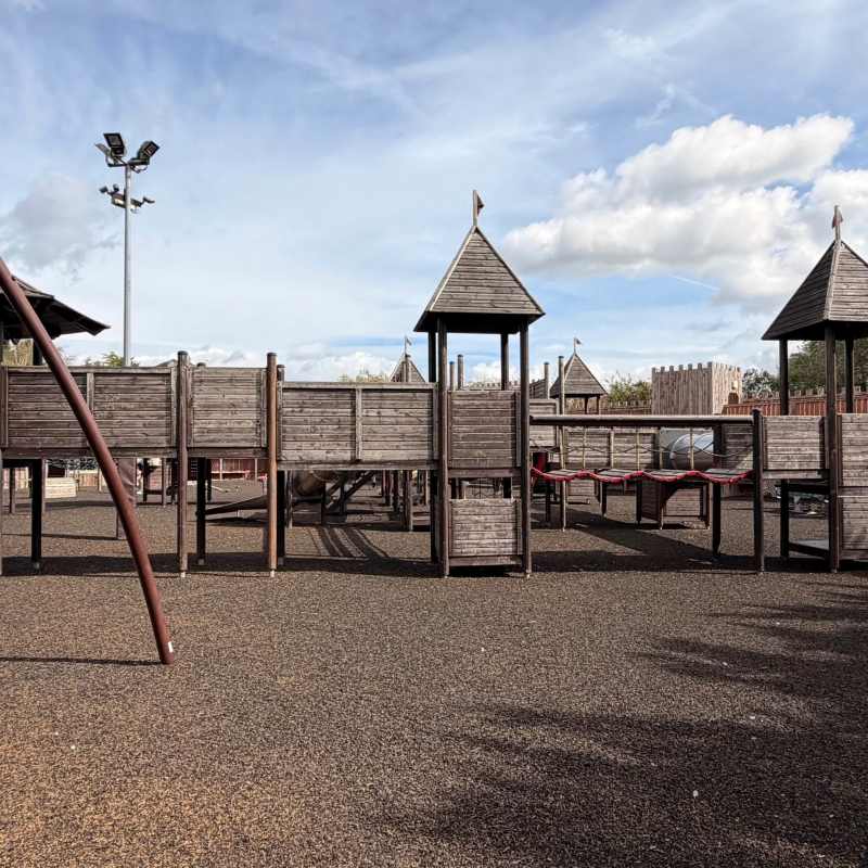 Inside Fort Apache play area - near the entrance, there are swings, climbing frames and a huge fort to explore!