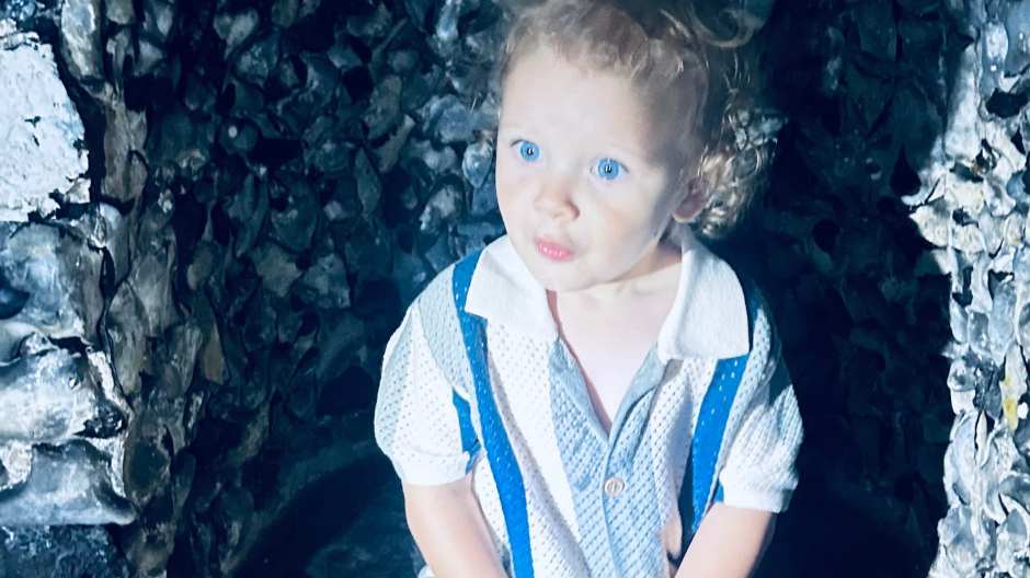 My son in one of the cave rooms