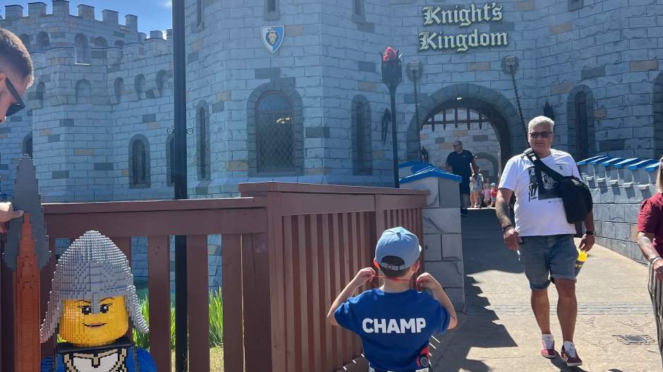 Exploring the castle area of the park