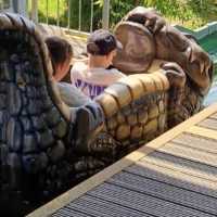 Big kids on log flume together