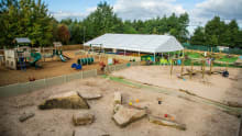 Outdoor play areas at Grass Hoppers at Tong Garden Centre in Bradford