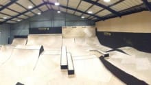 Indoor skating ramps at Area 25 Skatepark in Ipswich