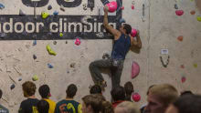 Man climbing at Alien Rock in Edinburgh
