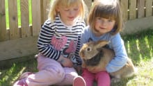 Girls with bunny at Trethorne Leisure Park in Launceston