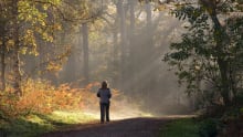 Woman walking at Sandstone Trail in Chester