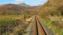 Train tracks of Ffestiniog & Welsh Highland Railway in Porthmadog