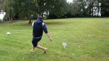 Young person playing football at Footgolf Rickmansworth
