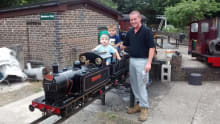 Kids on train at Malden Miniature Railway in Thames Ditton