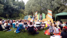 Families watching show at Milton Country Park