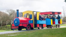 Passengers on train at Springfields Fun Park and Pony Centre in Newquay