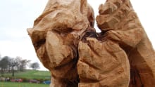 Wooden statue at St Ives Estate Country Park in Bingley