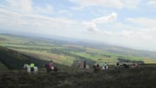 Horses and riders at Ballahimmin Riding and Pony Trekking Centre in Cronk-Y-Voddy