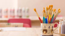 Paint brushes at Pottery Cafe Battersea