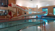 Swimming pool and slide at Bro Ddyfi Leisure Centre in Machynlleth