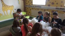 Girls doing a Build-a-Bear workshop at Jeffries Jungle in Southhampton
