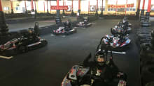 Kids in go karts at Team Karting Indoor Entertainment Centre in Rochdale