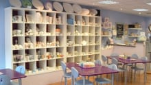 Pottery and craft tables at Dish Ceramics Studio in Reigate