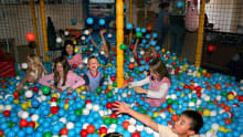 Kids in ball pit at Manx Fun Farm in Onchan